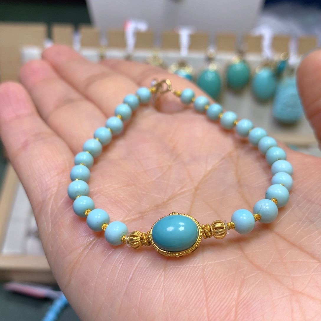 绿松石手串18K金镶嵌