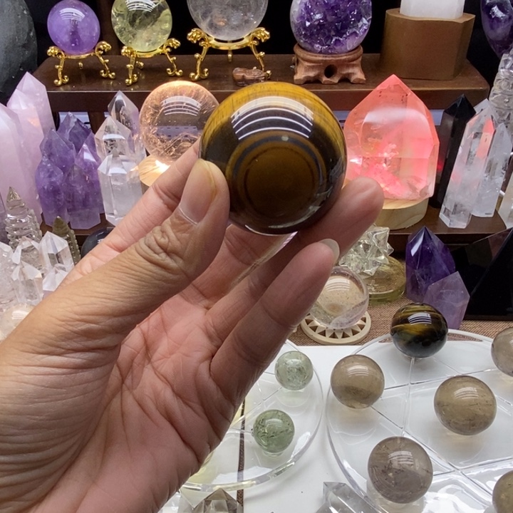 摆件水晶未镶嵌天然黄虎眼球42.3mm