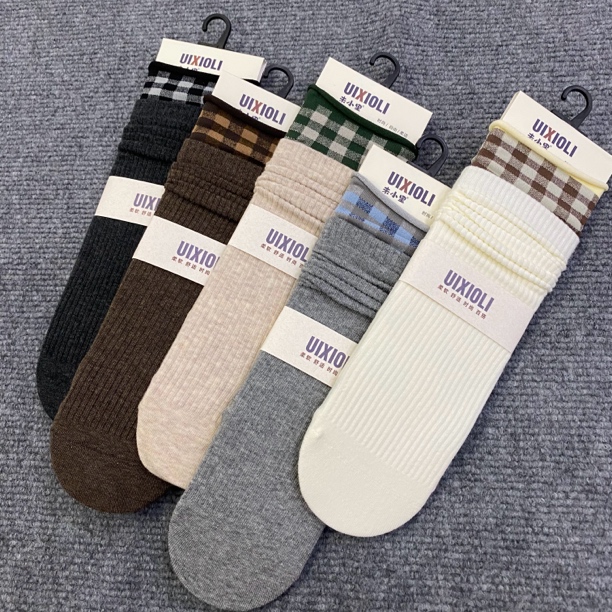 秋冬季女款格格百搭堆堆袜五双装