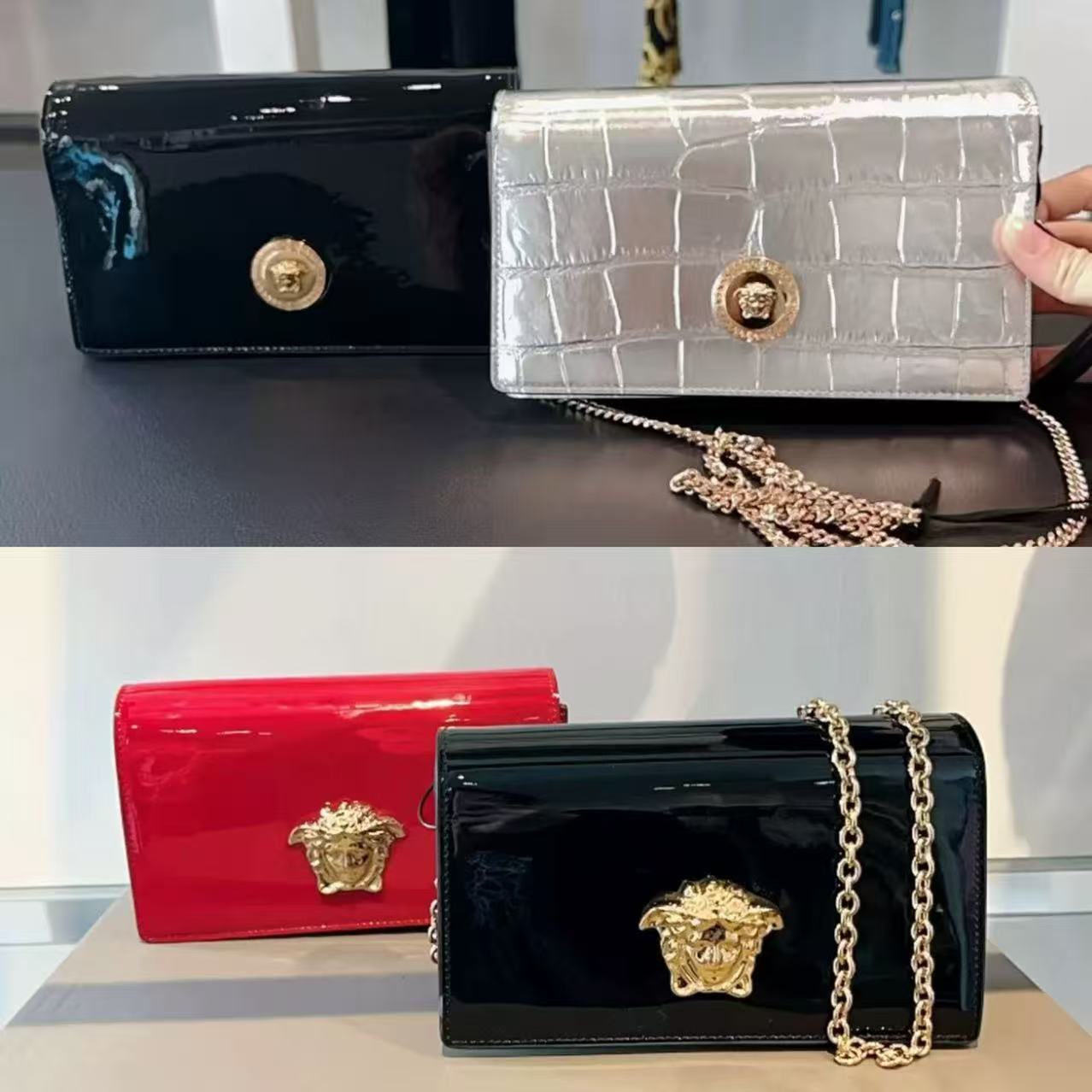 未使用 VERSACE/范思哲 女包美杜莎金扣链条单肩斜挎包多色