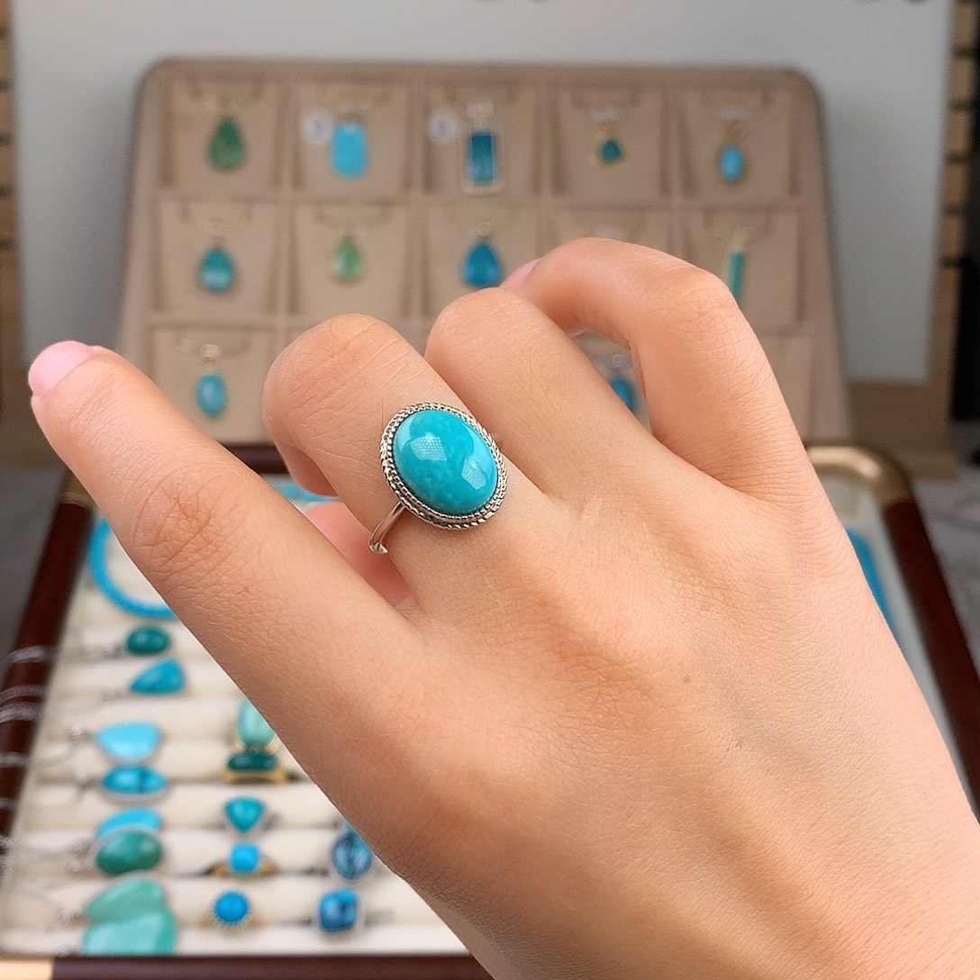 绿松石银S925镶嵌戒指