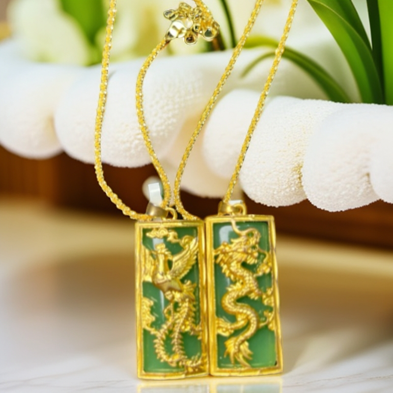 DX1龙凤呈祥绿色吊坠