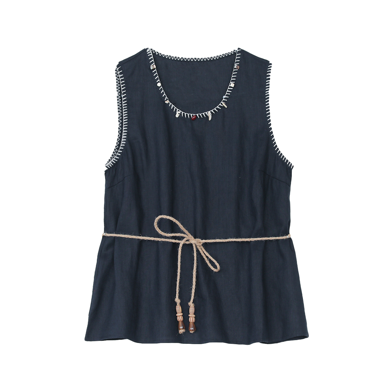  【VOG原创】衣长62 夏季新款无袖背心上衣配腰绳女C236