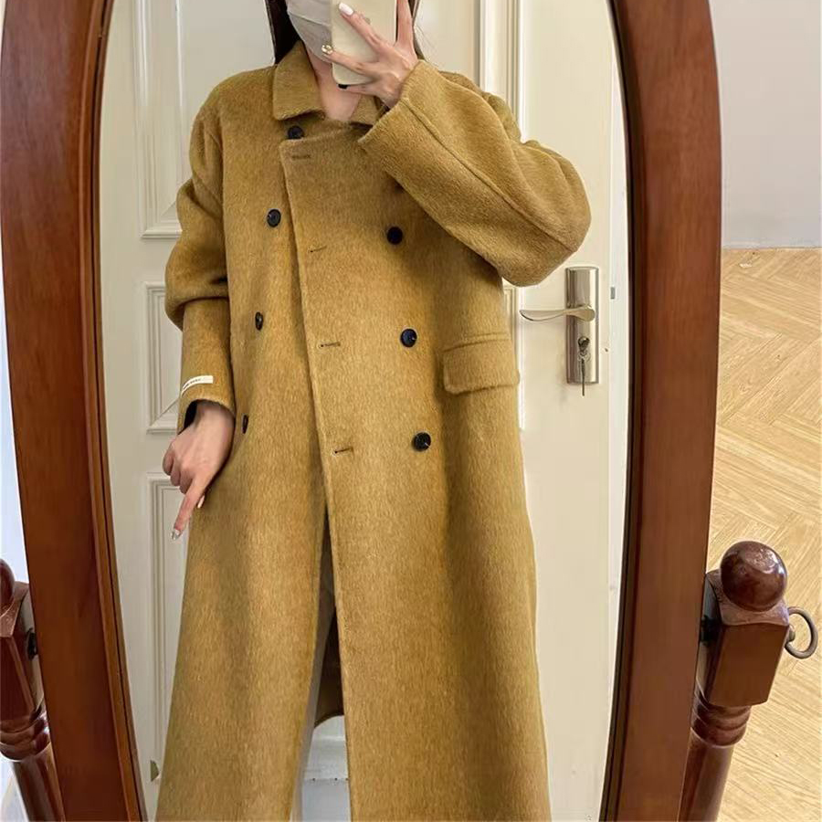 无印心匠k1621 纯色~ 中长款 &毛呢外套女 百搭A01360 