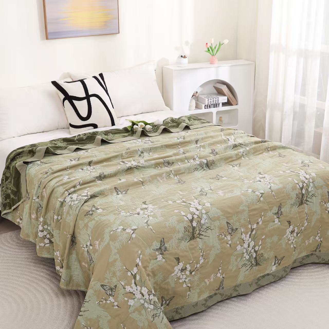 【绿蝶】2.2*2.4米罗布麻床盖柔软亲肤毯