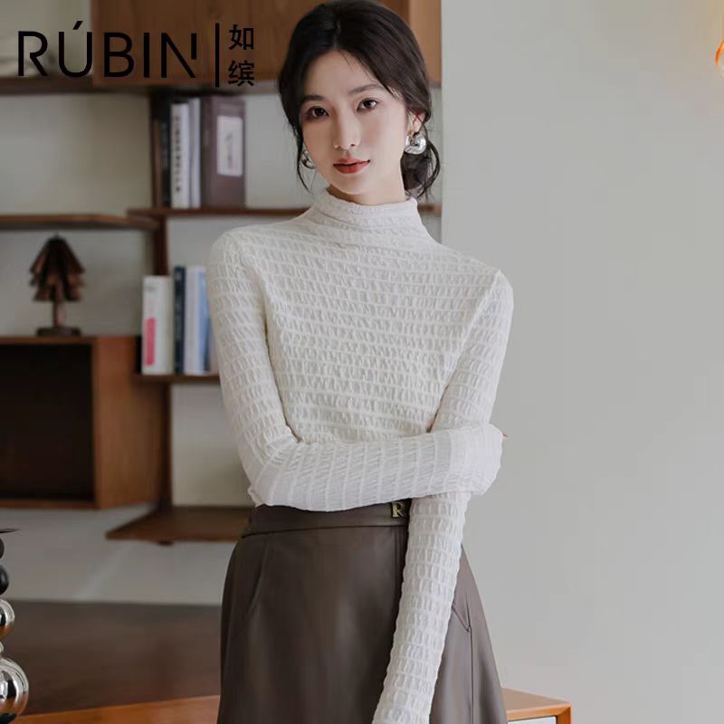 如缤长袖打底衫网红百搭加厚半高领套头上衣