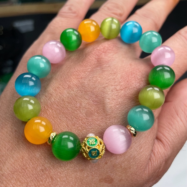 A1058多宝猫眼12mm手串设计款时尚百搭男女款多样发货其一