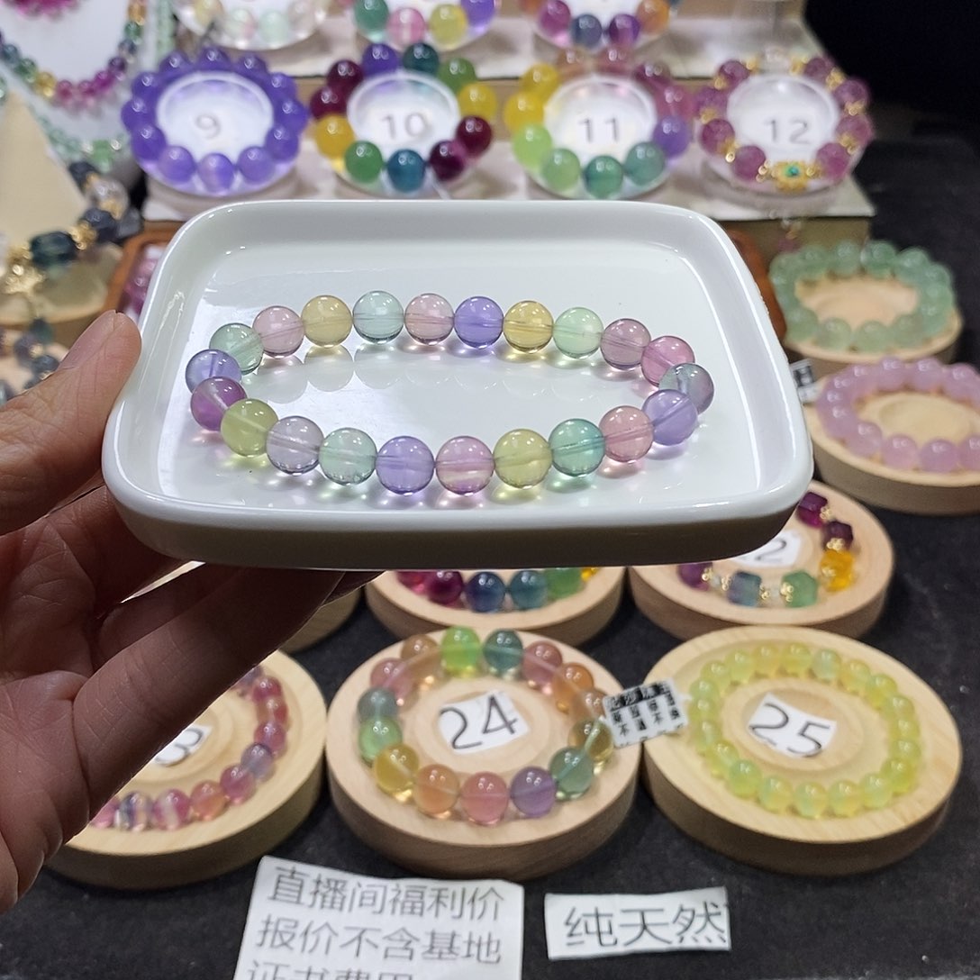 萤石手链未镶嵌糖果色8加