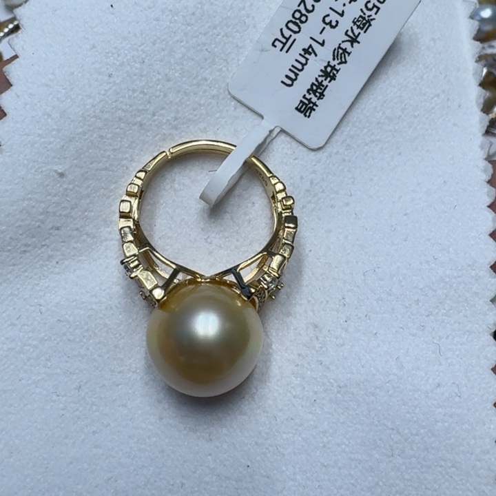用***6戒圈银S925镶嵌海水珍珠