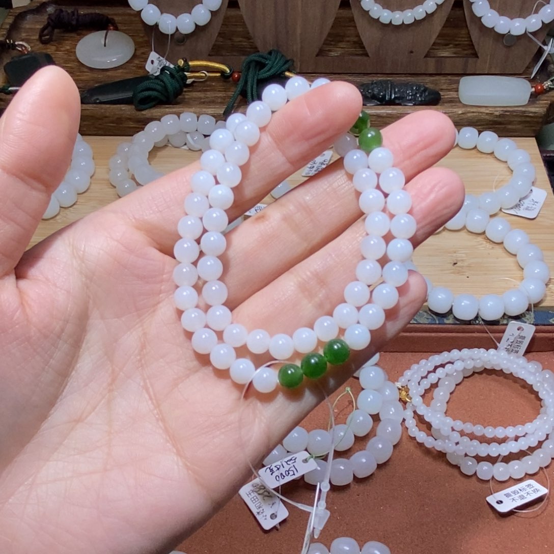 和田玉手串未镶嵌M***i双圈