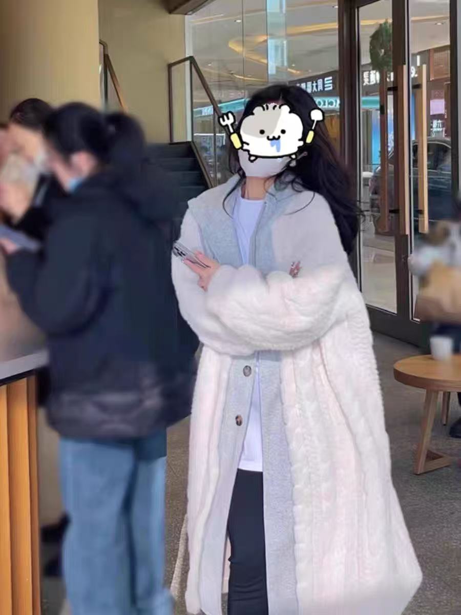 6128长款连帽外套白（毛毛以直播间为准）