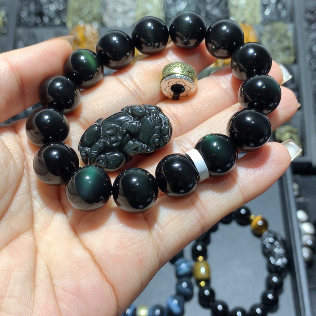 黑曜岩手链未镶嵌嘻*