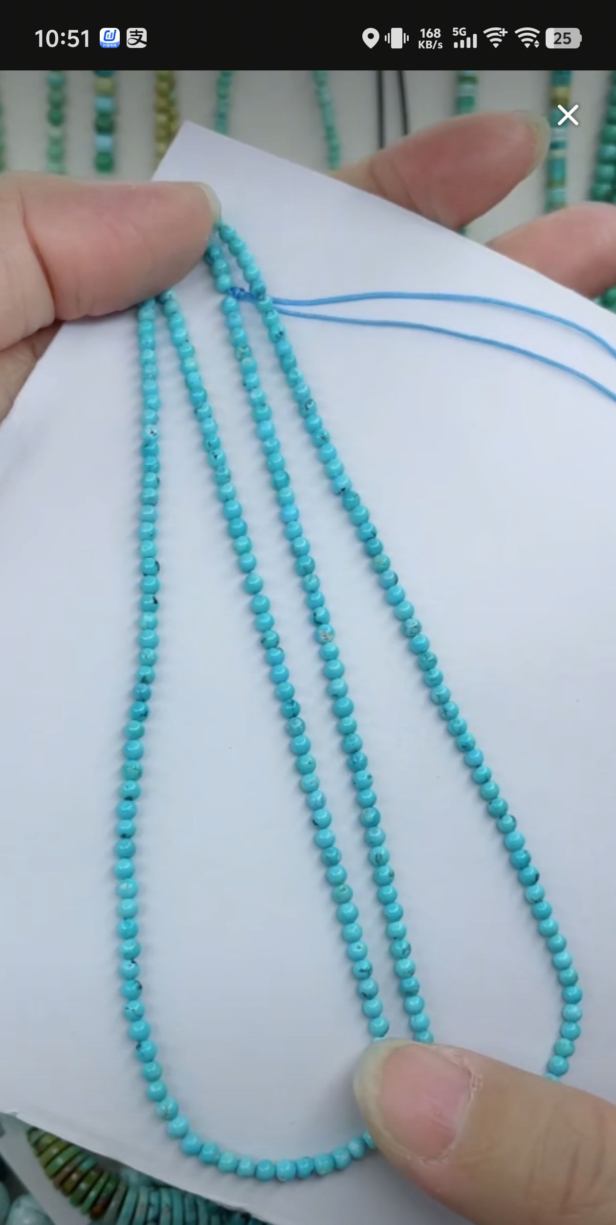 天然原矿绿松石米珠链