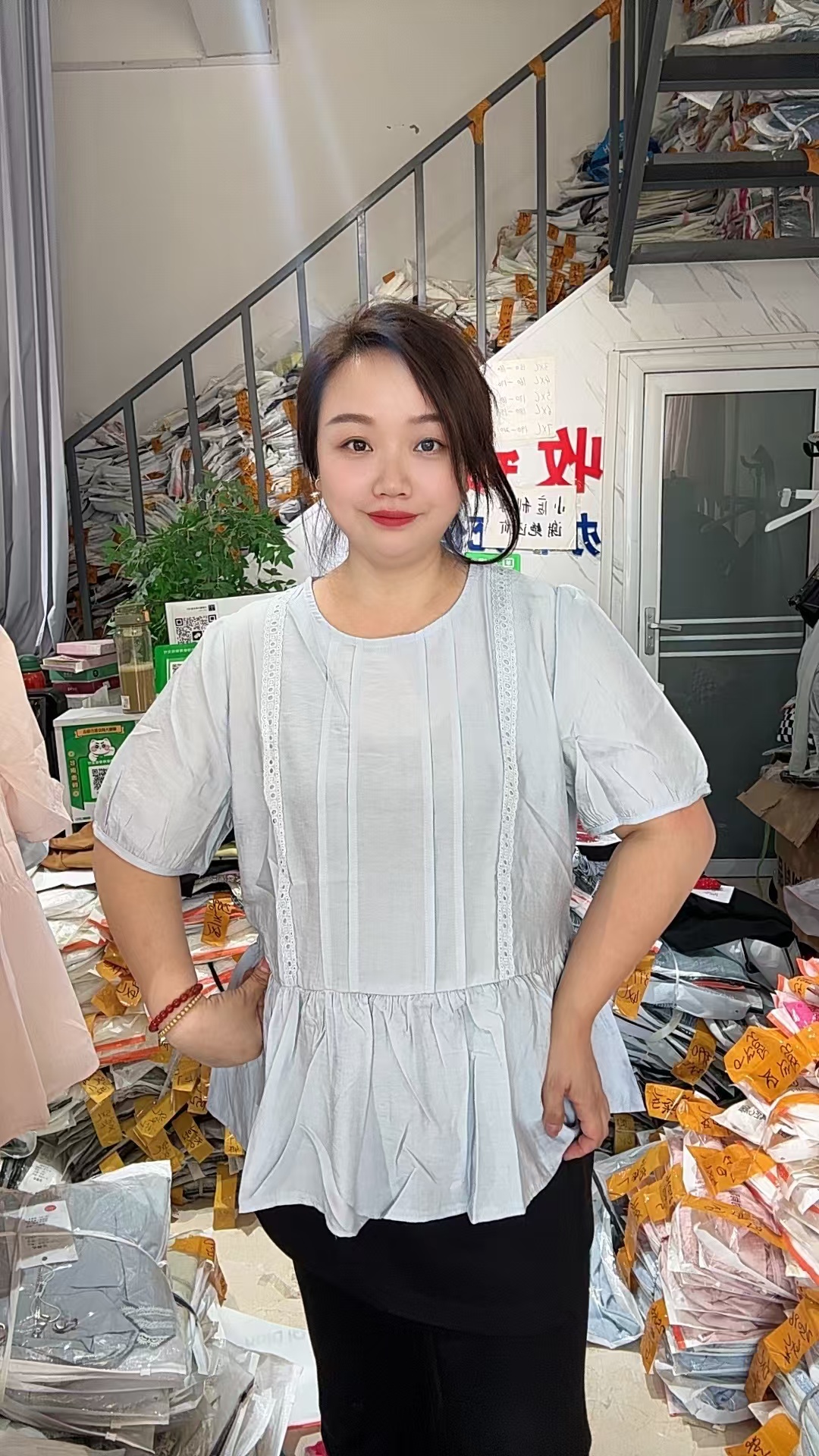 【楠楠家】时尚法式宽松型少女风常规显瘦短袖25081