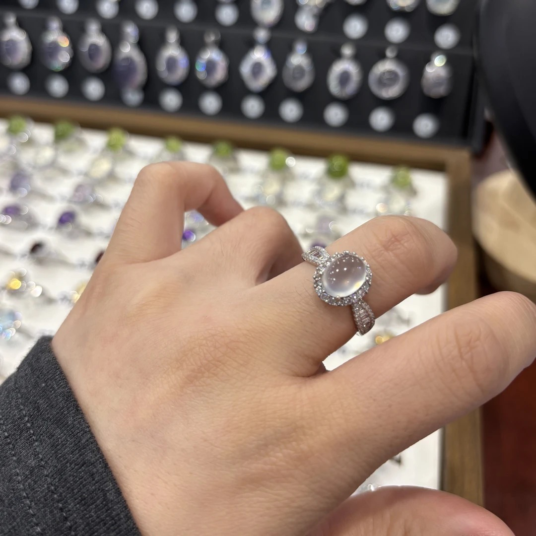 天然岫玉小蛮腰设计925银女戒指