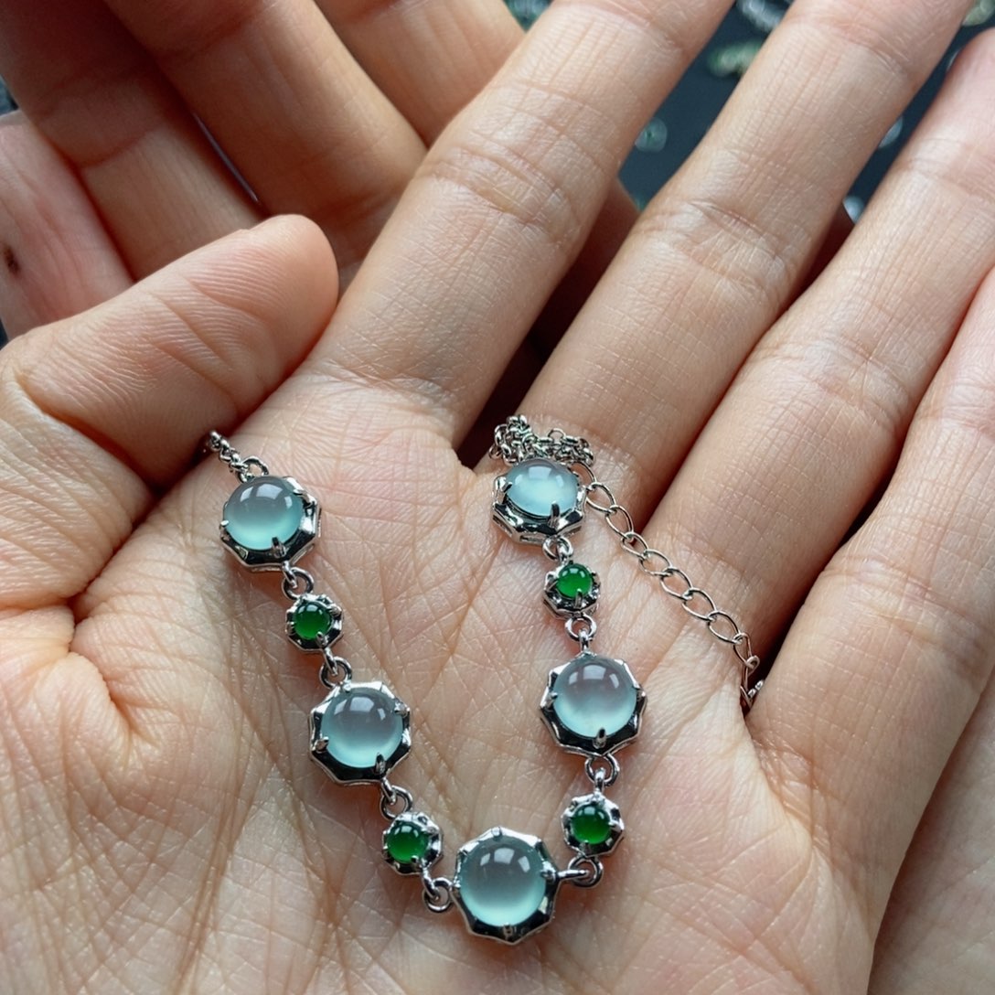 翡翠耳饰银S925镶嵌翡翠首饰