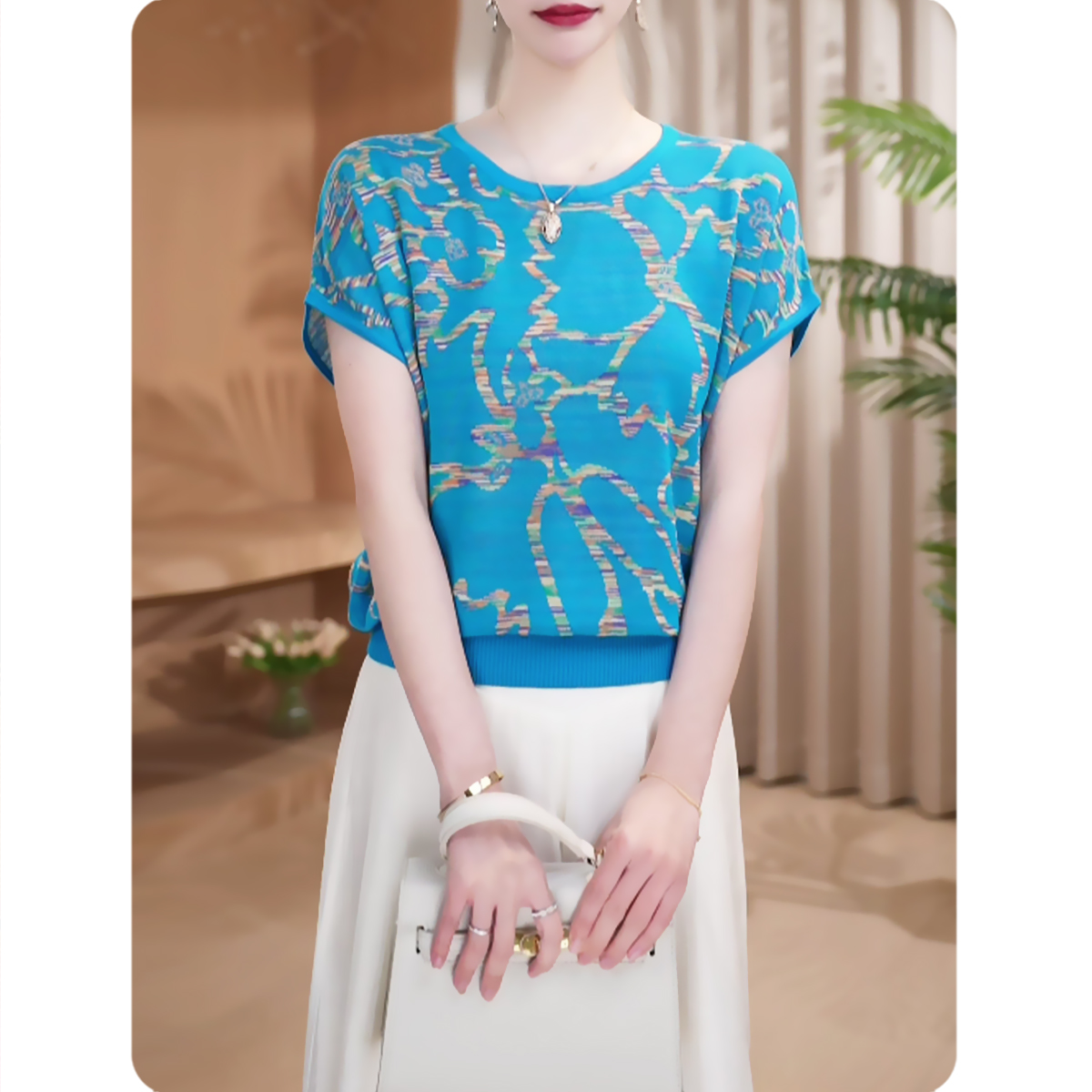 <TS2>蓝茵新品女士宽松小衫气质上衣时尚休闲女装2ZS0125778