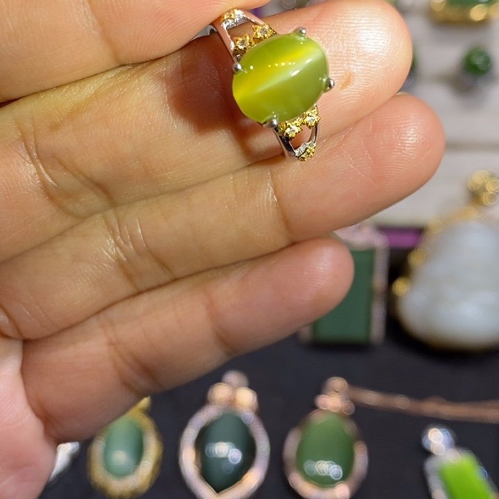 和田玉（碧玉）银S925镶嵌颈饰