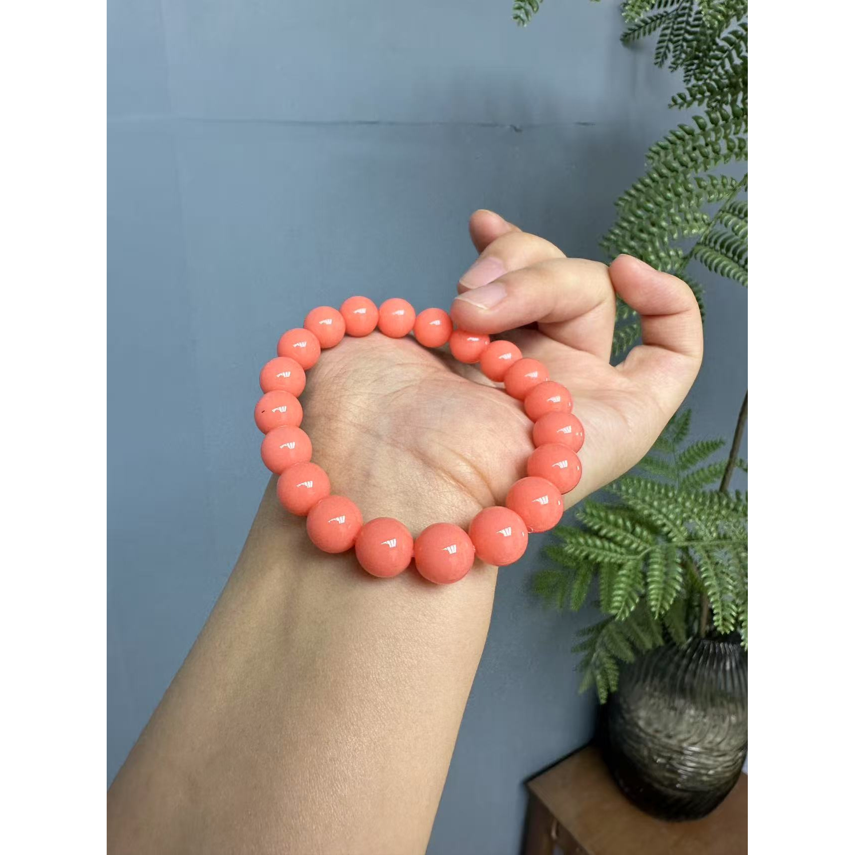 高货粉红色手链10mm手链