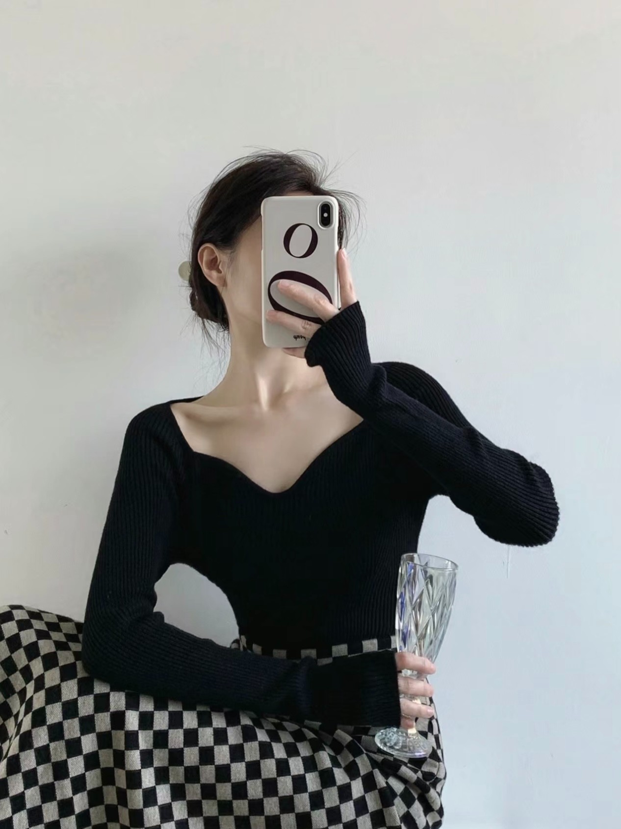 女做旧法式纯色秋季通勤毛针织衫上衣时尚复古工装风