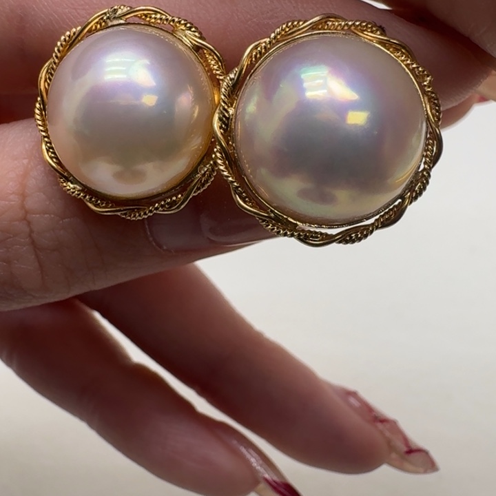 拼合珍珠（马贝珠）耳饰未镶嵌