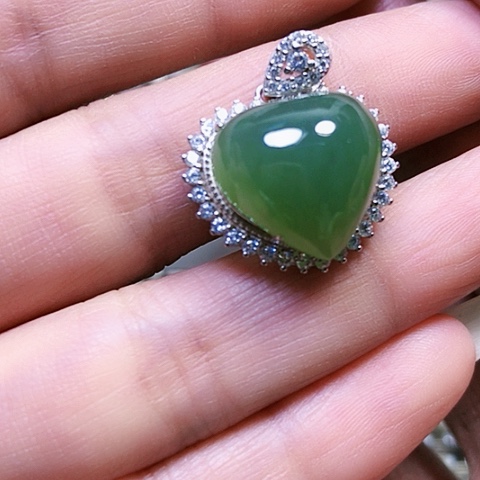 和田玉银S925镶嵌挂件