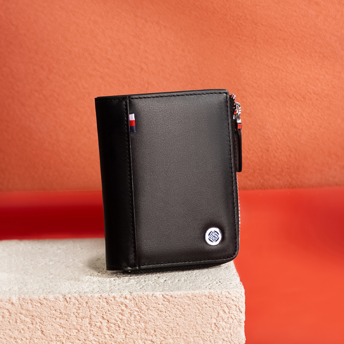 红谷新款拉链手拿包牛皮拉链零钱包