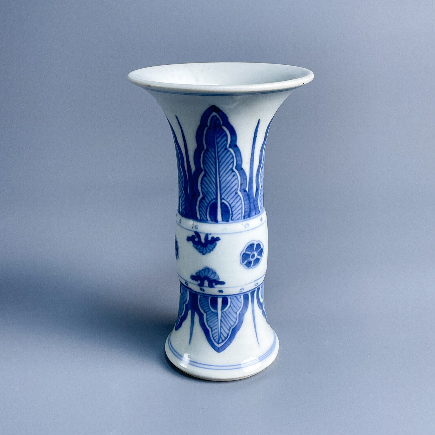 清康熙青花蕉叶纹花觚-M25J6002178-02