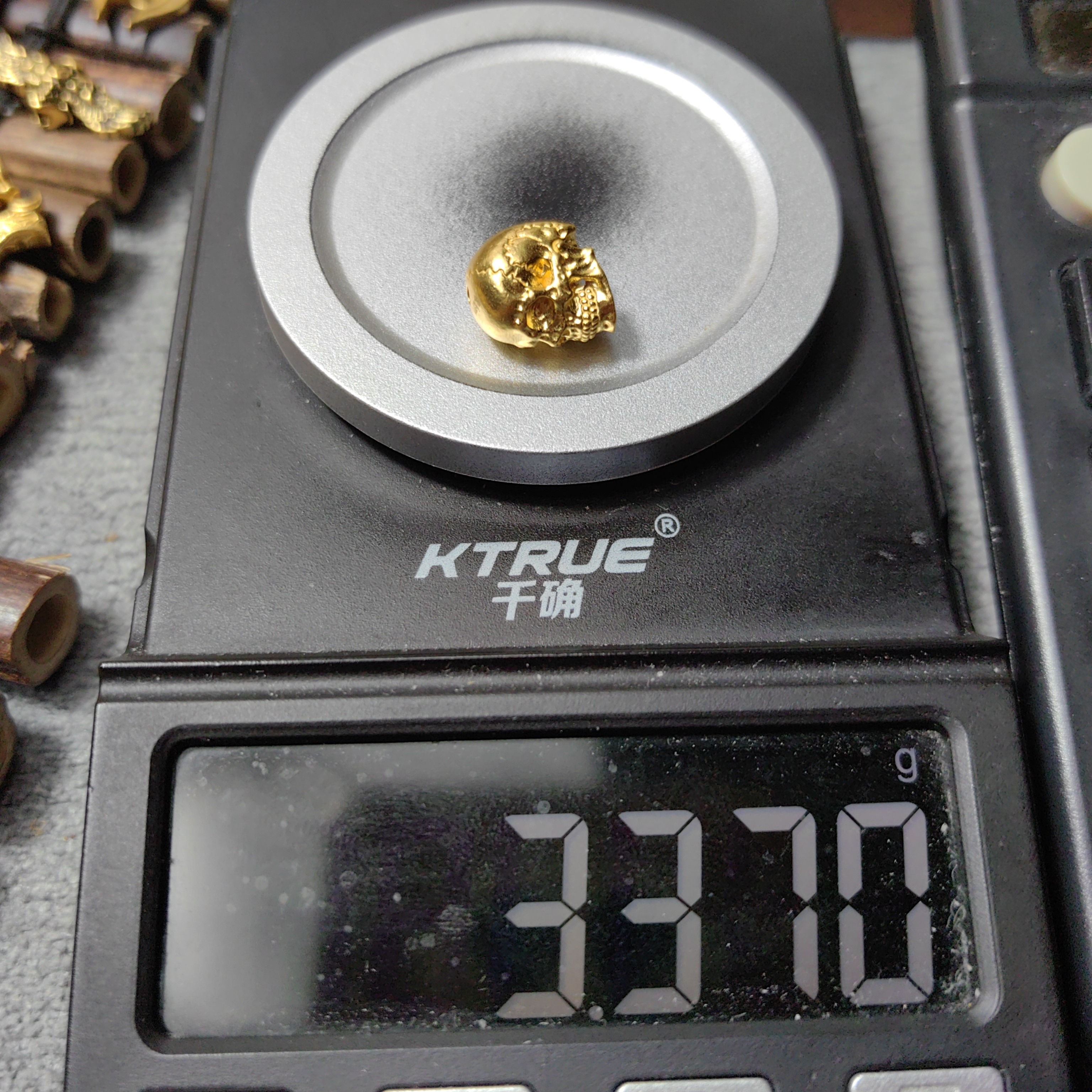 足金999骷髅金珠黄金文玩配饰