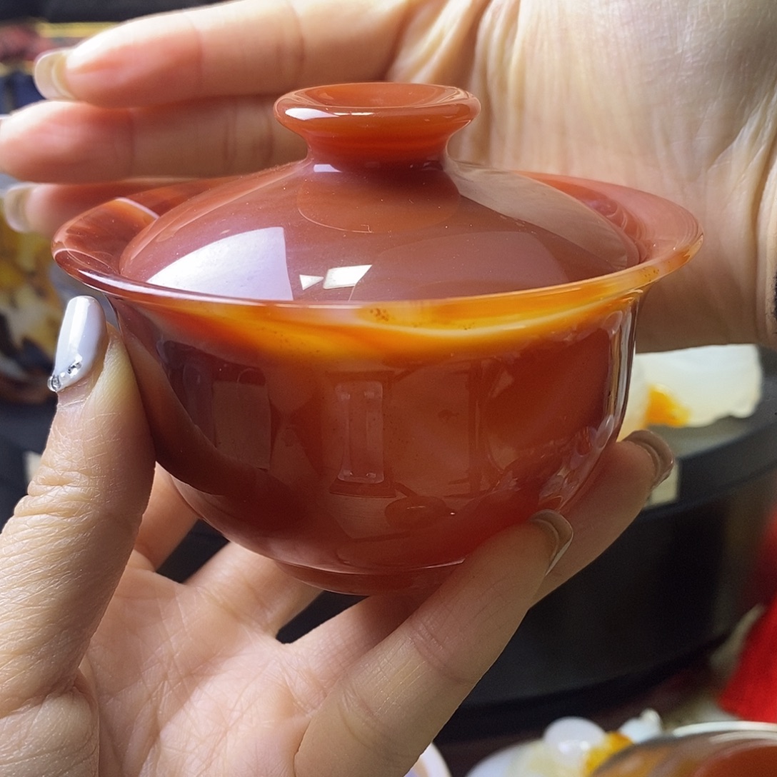 张****玛瑙/玉髓合金盖碗