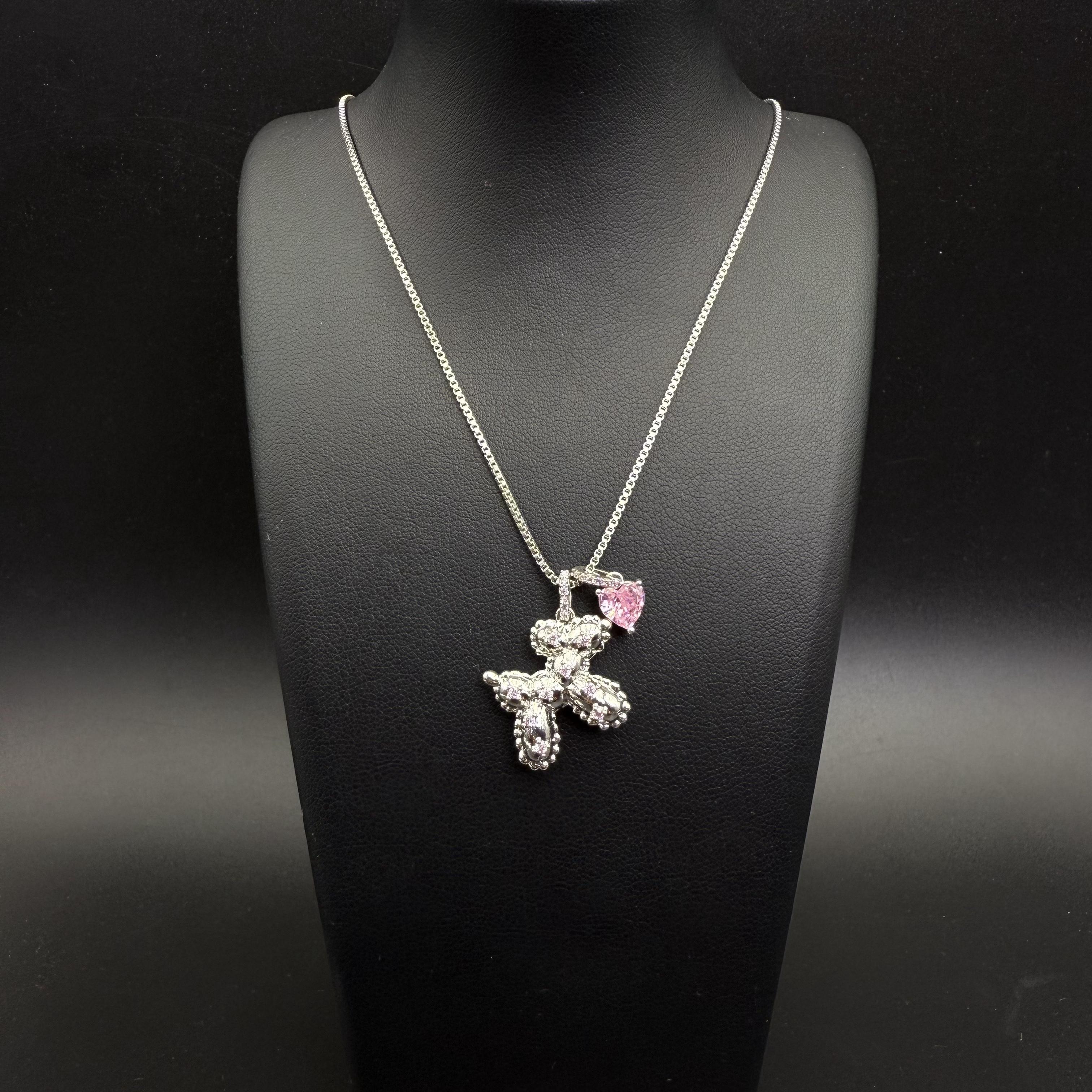 铜合金项链 XJ4-1044时尚少女心气球小狗桃心项链