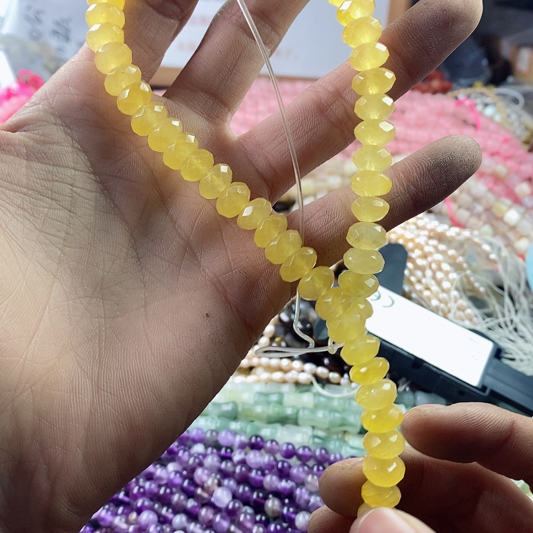 玛瑙/玉髓珠宝半成品银S925镶嵌一条卡10米黄玉A261