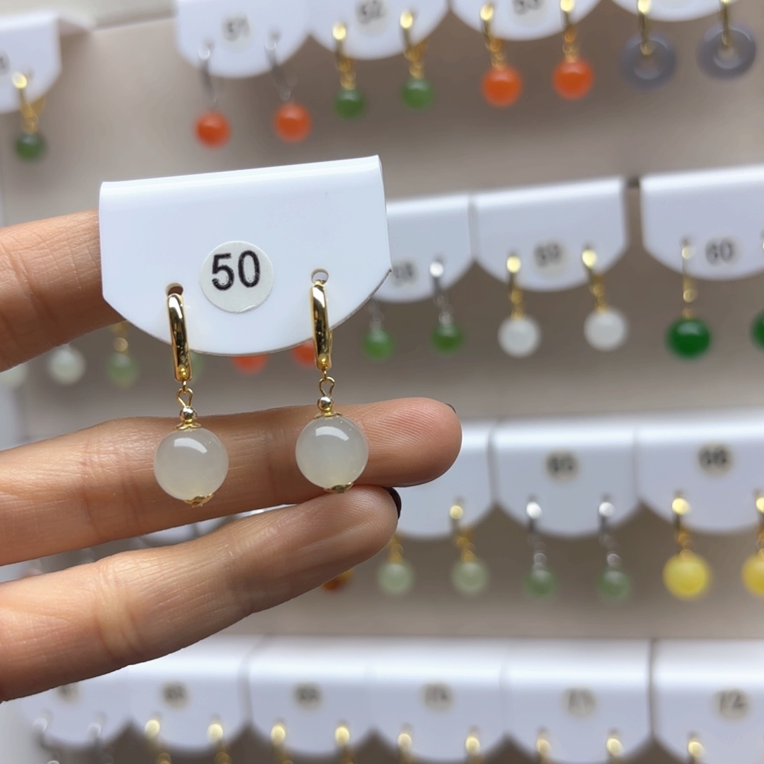 和田玉耳饰银S925镶嵌2