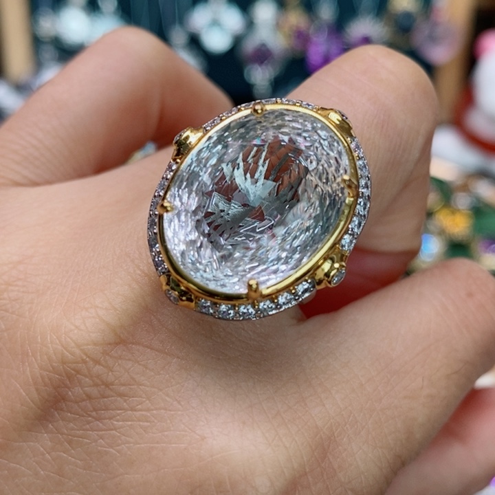 银S925镶嵌戒指水晶天然水晶戒指