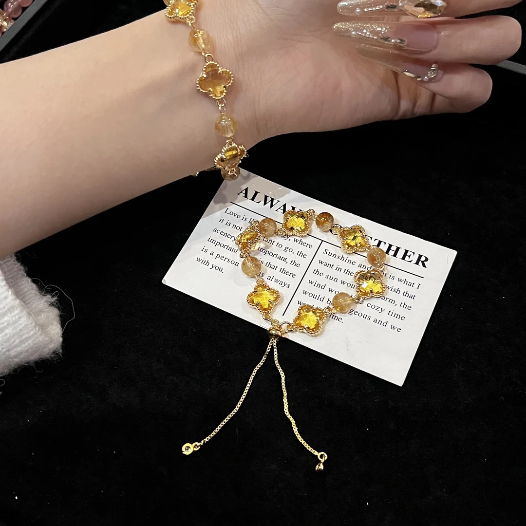 F615 黄塔四叶草设计款手串 多样性发一