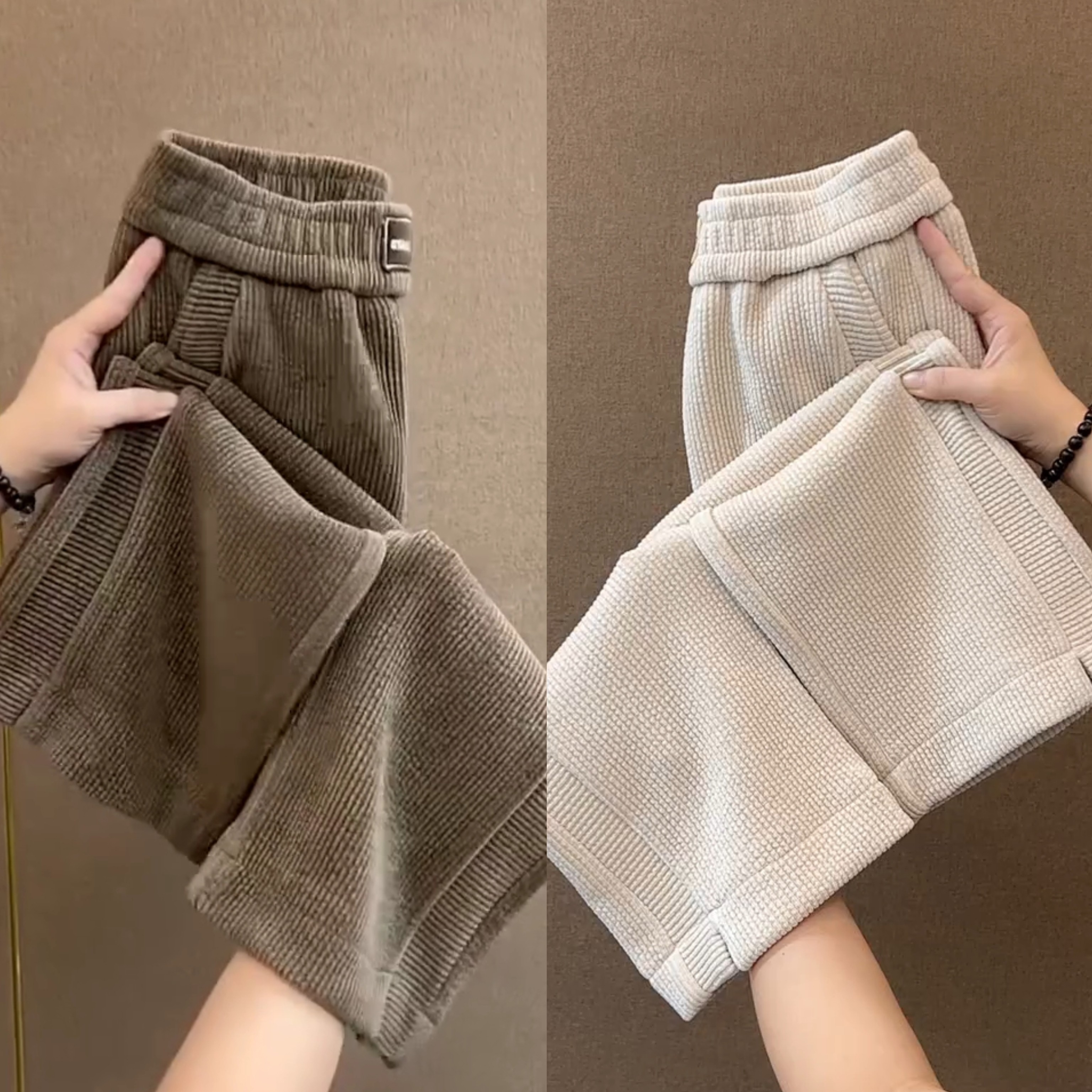 秋冬窄版阔腿裤雪尼尔春秋款高腰阔腿裤百搭时尚显瘦加厚休闲裤