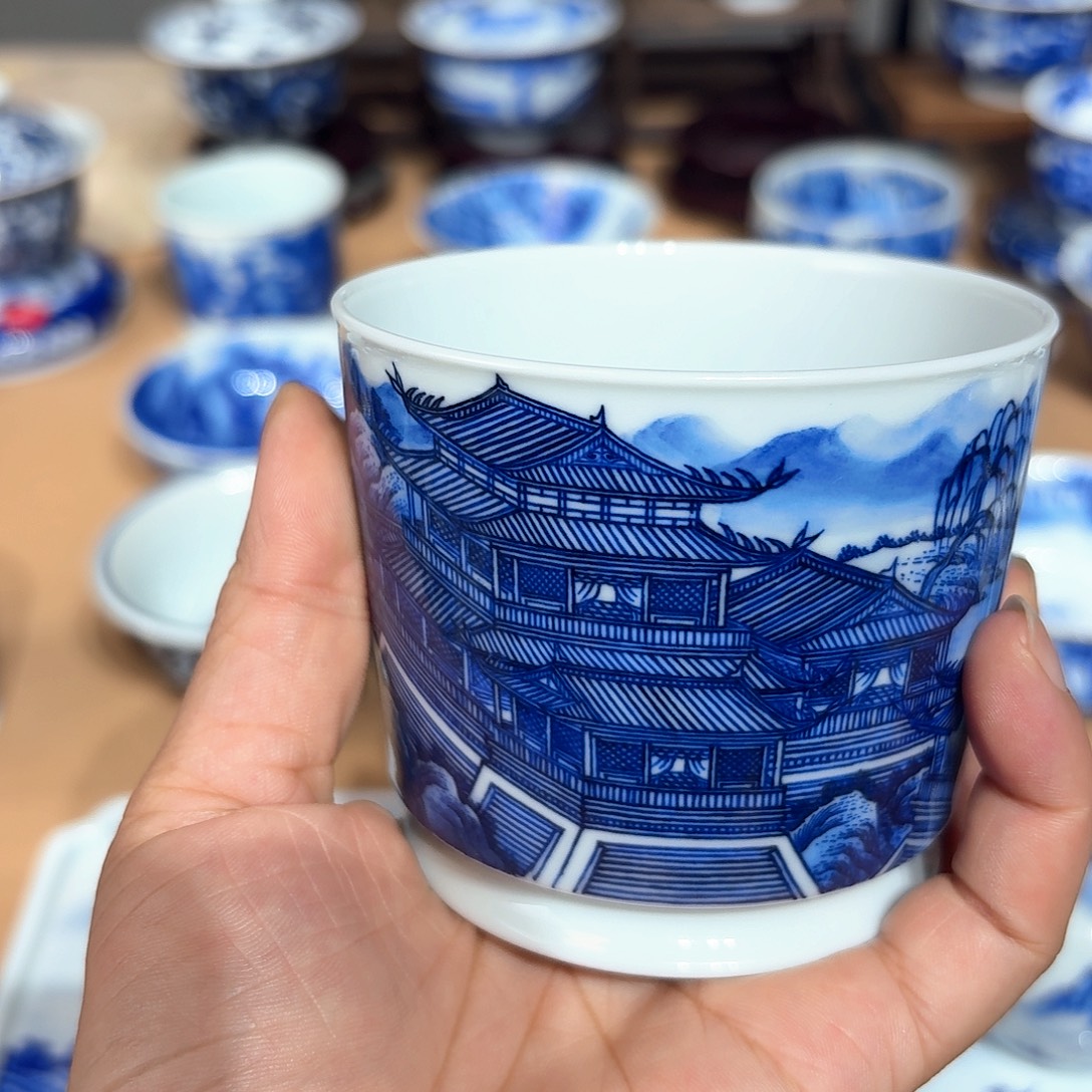 一***雨景德镇纯手工手绘荣天杯