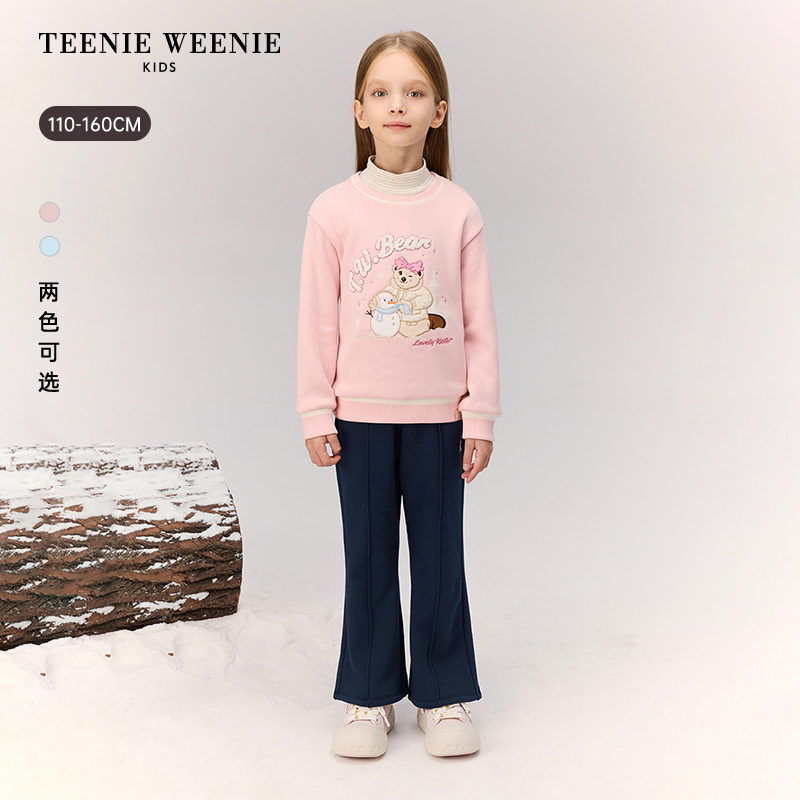 TeenieWeenie Kids小熊童装25年假两件半高领加绒卫衣TKMW254V52K