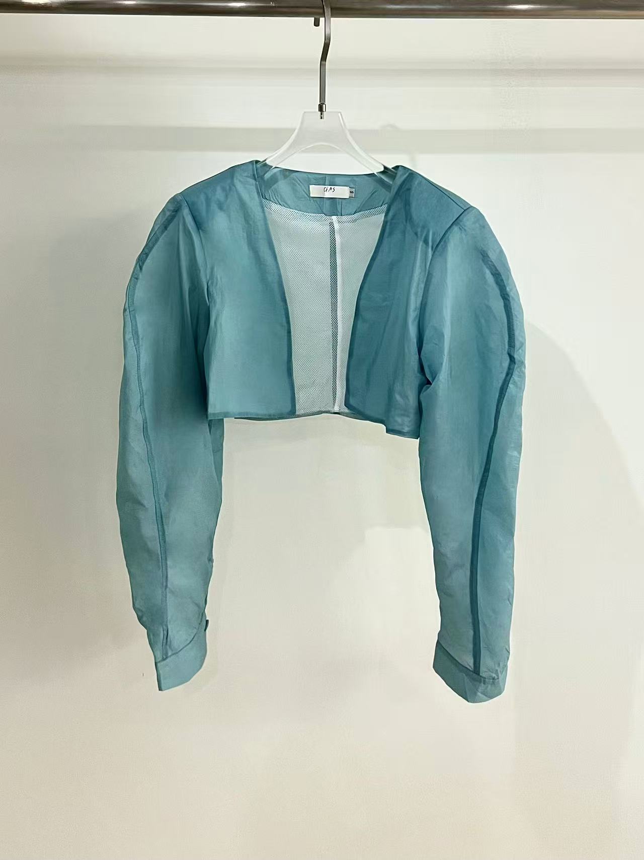 长袖速干宽松型薄款高质感穿搭泰式国风短外套蓝色   裤子