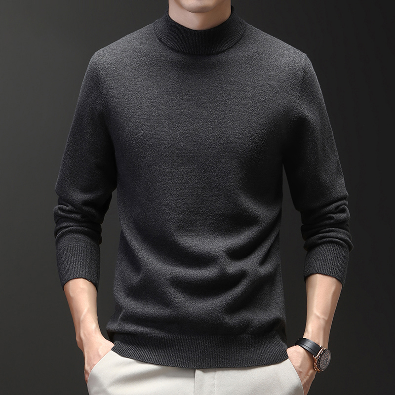男士半高领羊毛衫质感亲肤保暖加厚简约商务休闲风秋冬百搭针织衫