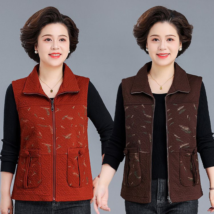 中老年妈妈春秋款拉链宽松外穿休闲马甲短外套背心2025年新款