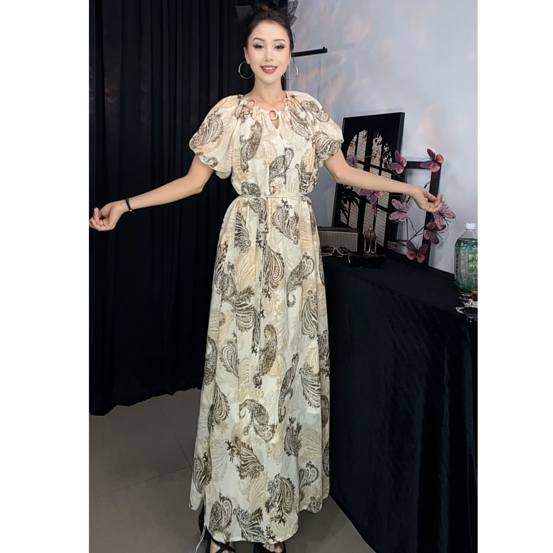 3597-1【娜扎】夏季慵懒时尚度假民族风女装连衣裙
