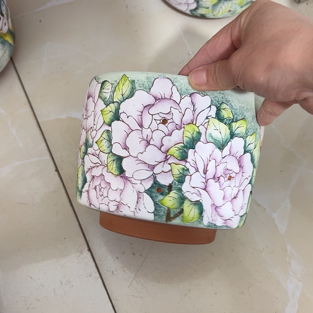 淡***然景德镇炫彩手绘陶瓷花盆
