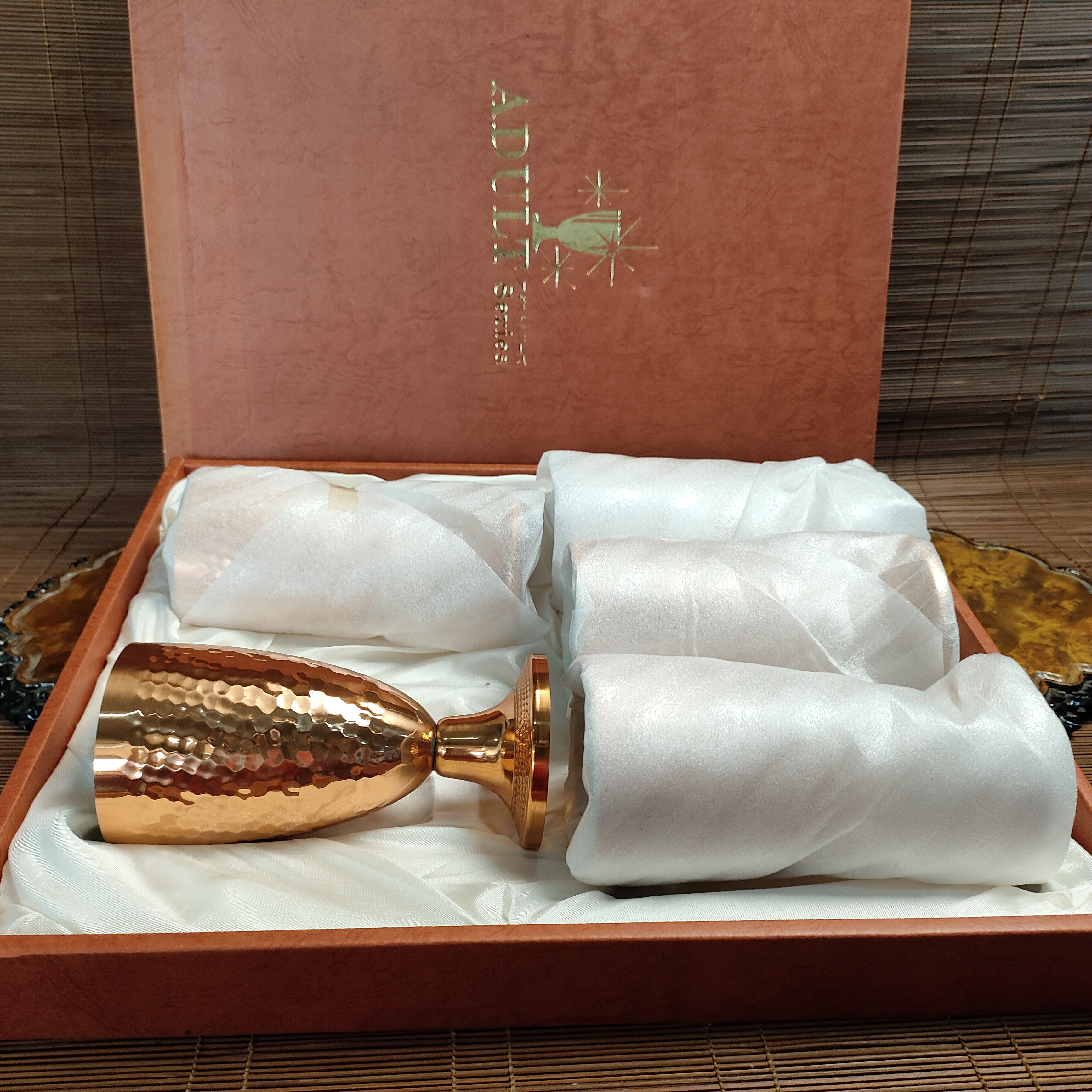 密胺瓷铜制高脚杯茶道