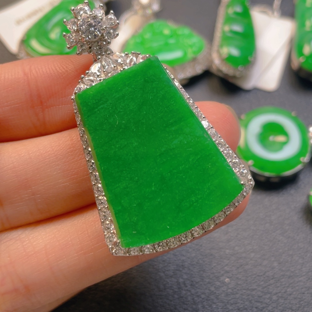 翡翠银S925镶嵌吊坠(不含链)