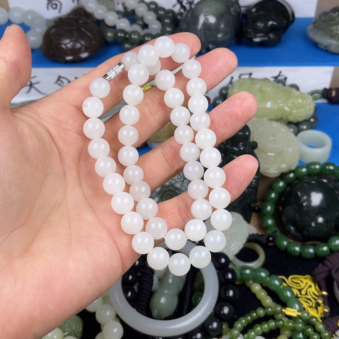 和田玉未镶嵌颈饰于田白玉1.0妈妈链新疆和田玉