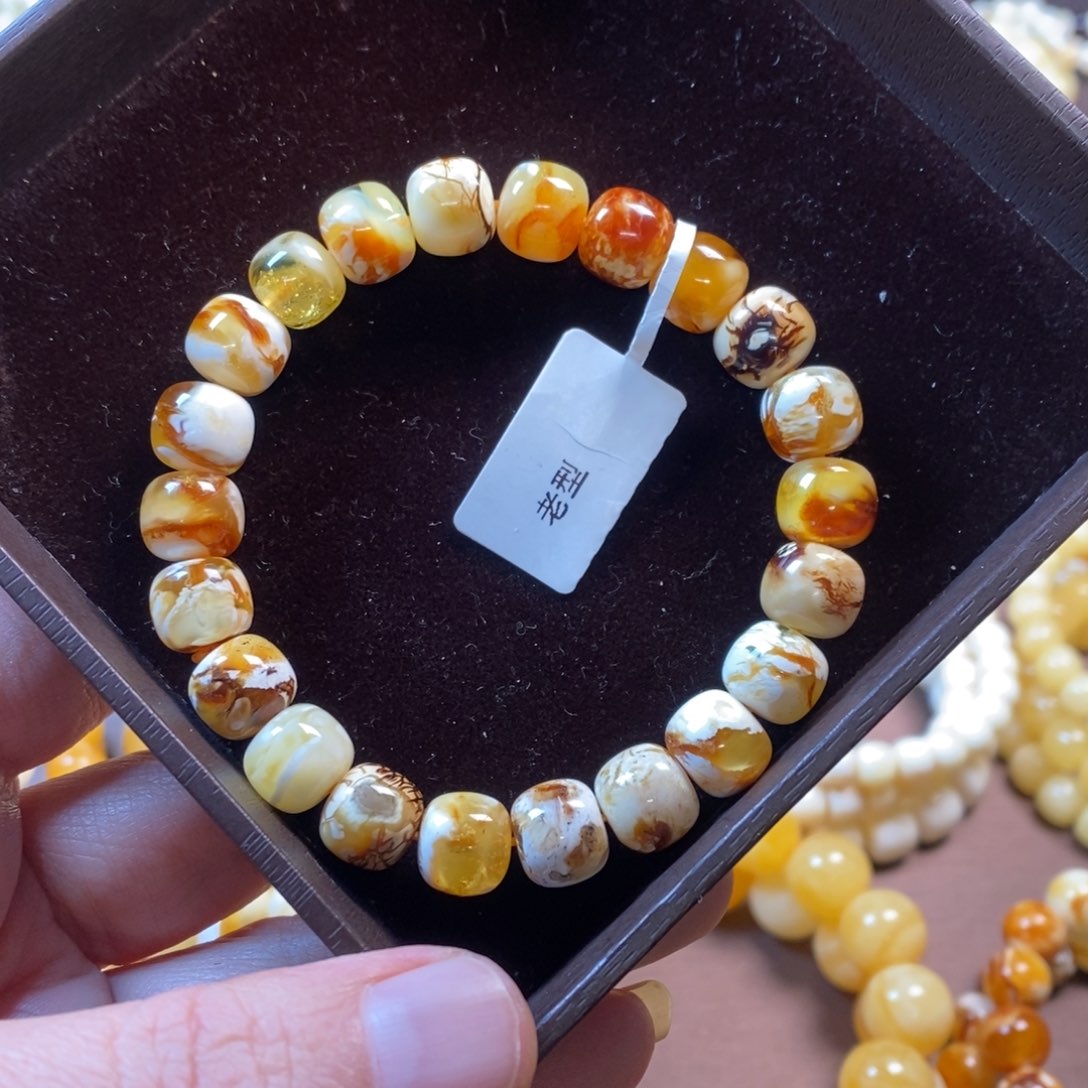 琥珀裸石未镶嵌沁色10mm老型手串