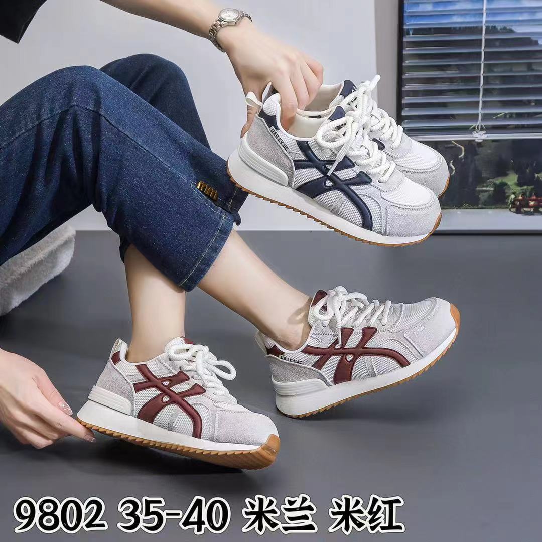 9802休闲健步运动鞋小白鞋透气女舒适跑步鞋系带