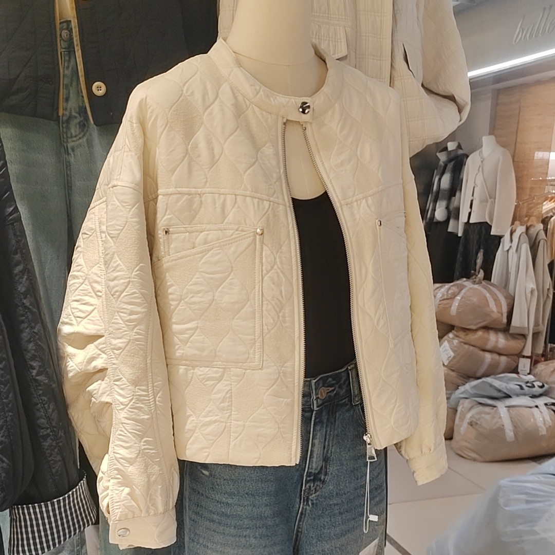 常规款宽松圆领女落肩袖短棉衣秋冬上衣立领短款冬季