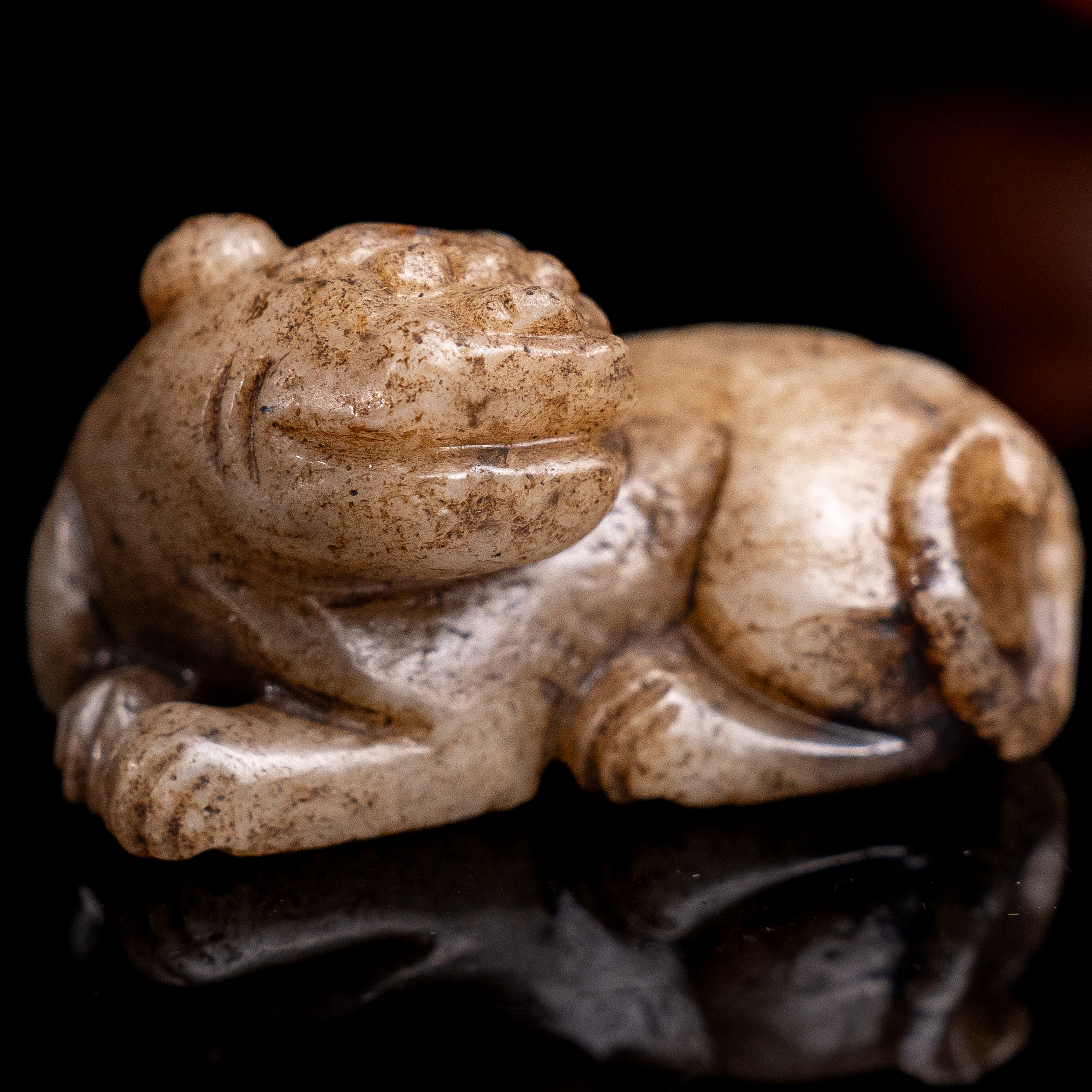 明代和田玉瑞兽花件-NX